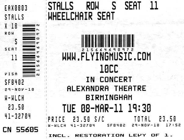 10CC Ticket